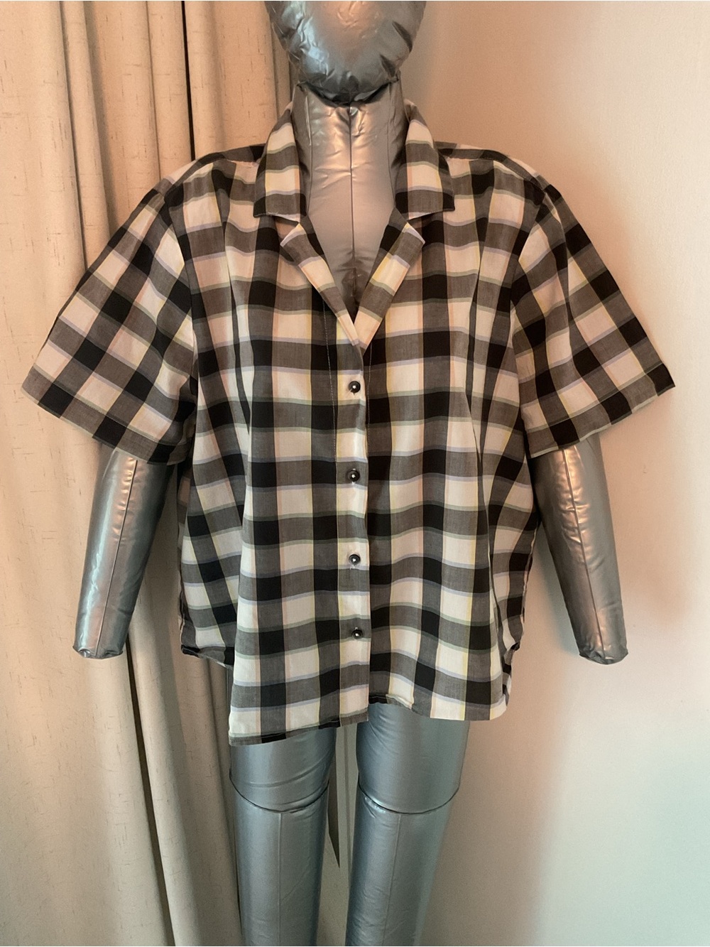 Madewell Black and White Plaid Button-Down Shirt
